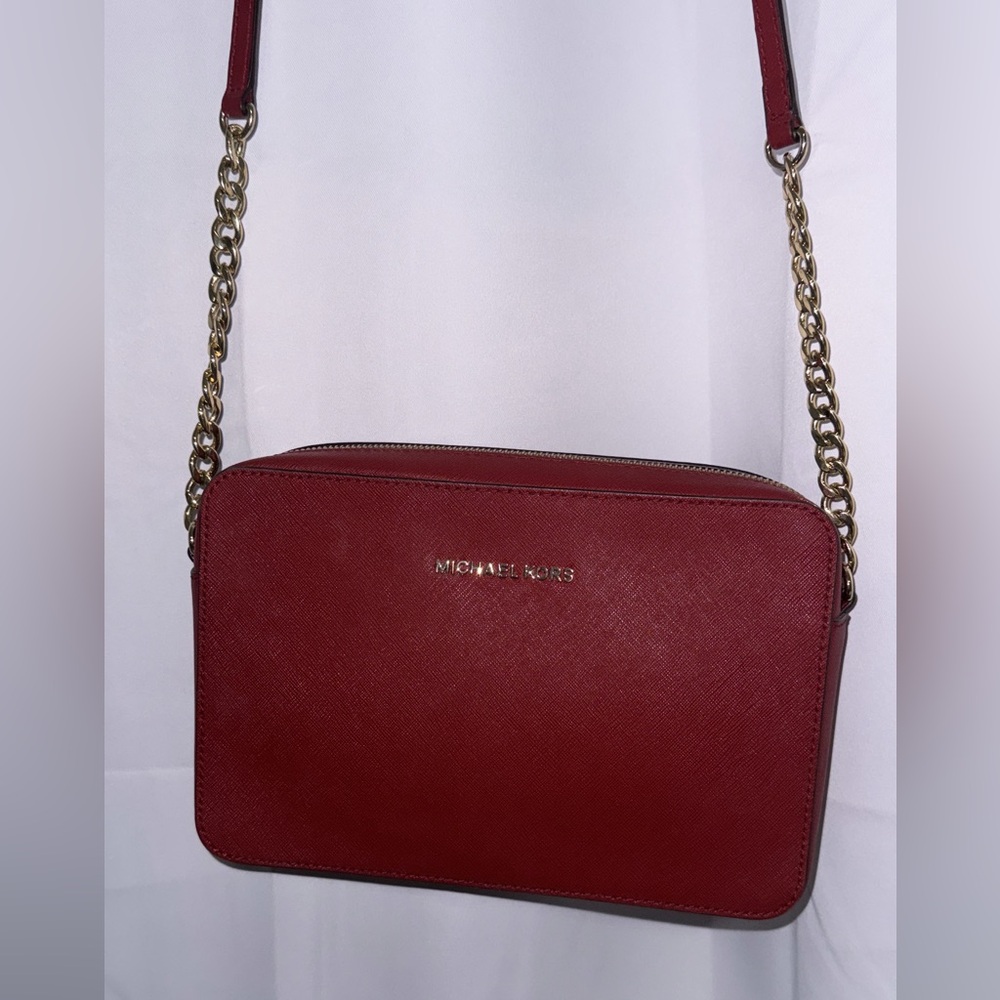 Michael Kors Red Crossbody Bag with Chain Strap